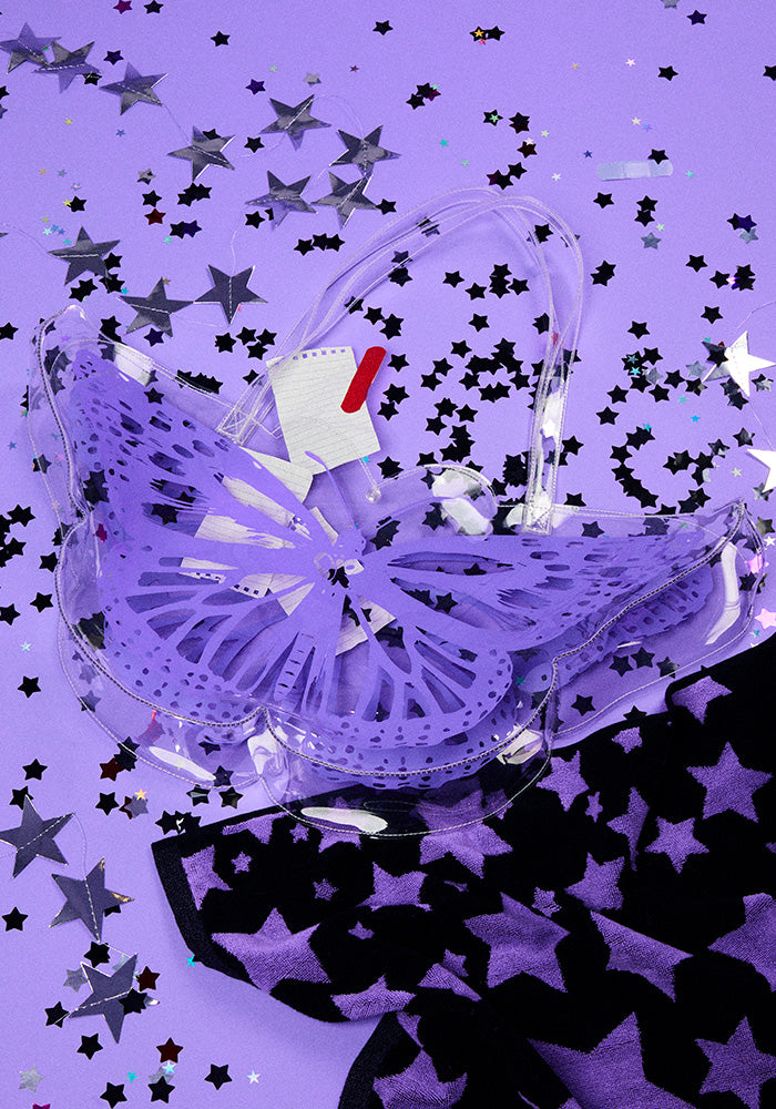 butterfly tote in clear