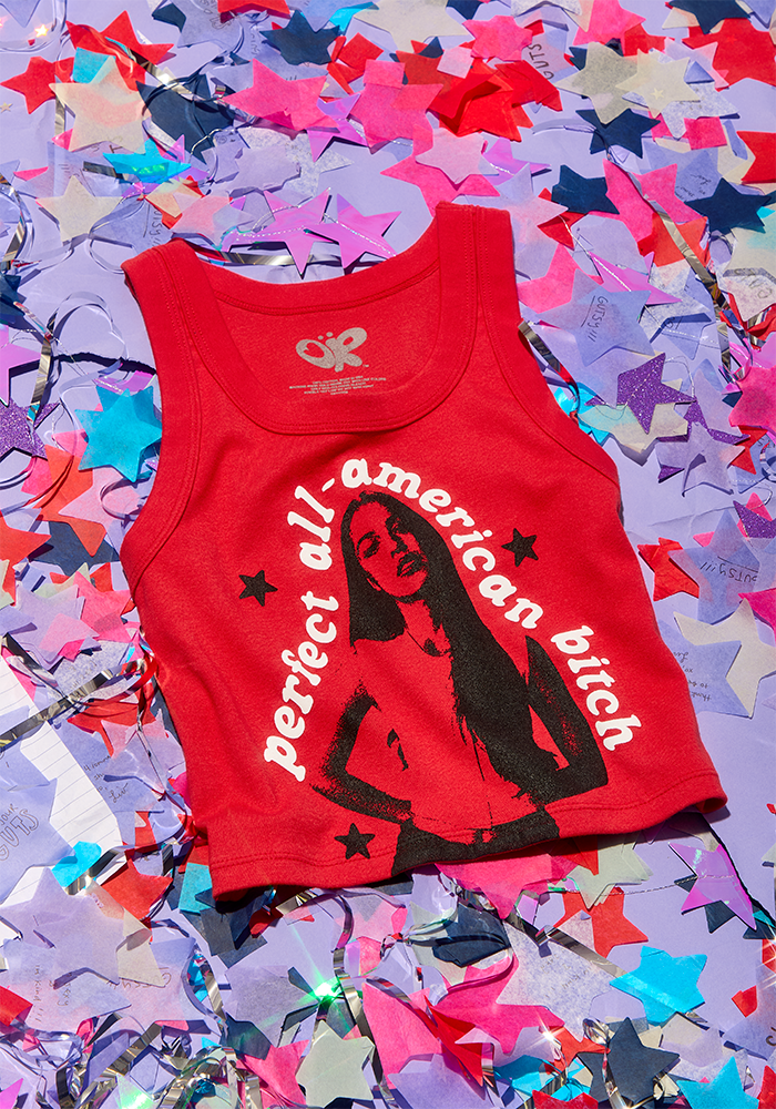 perfect all-american bitch crop tank in red