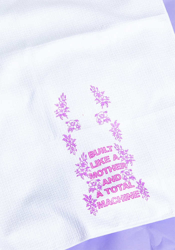 built like a mother tea towel detail