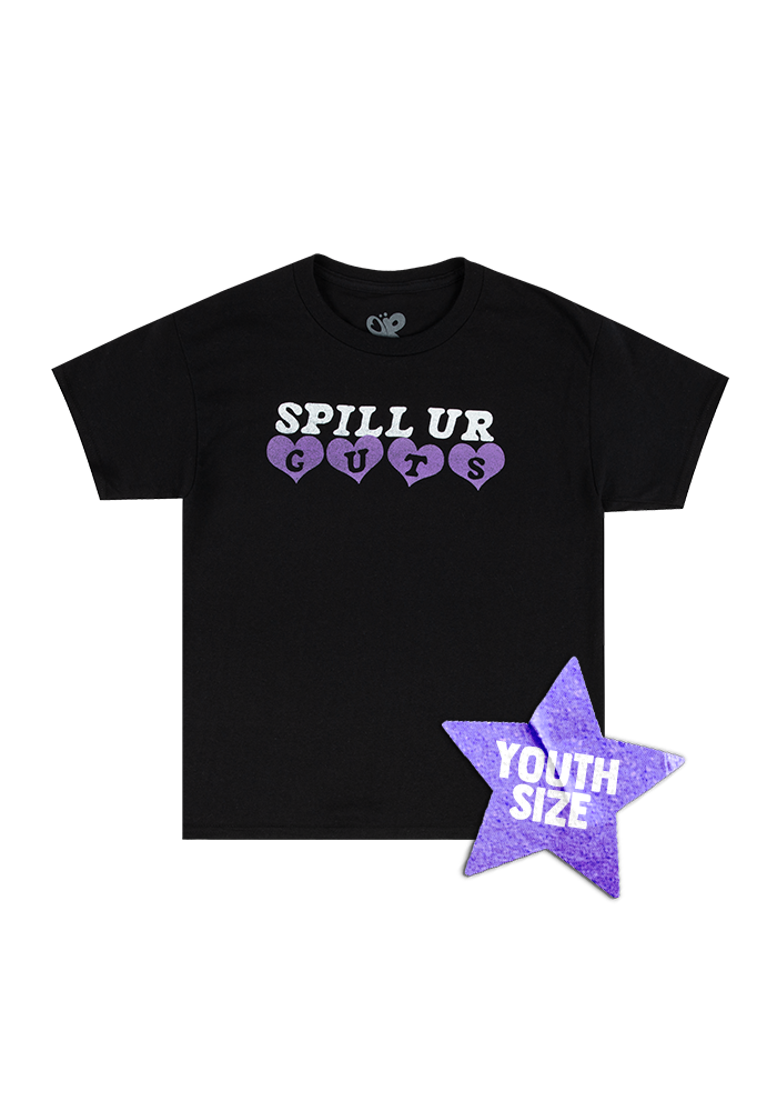 youth spill ur GUTS t-shirt in black