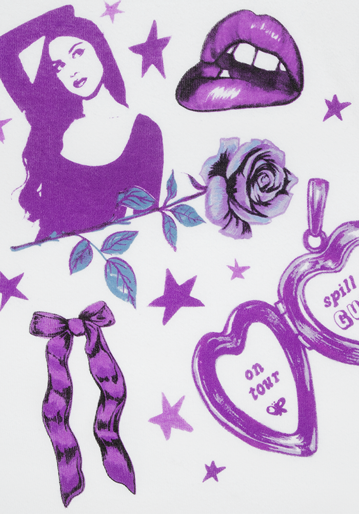 spill ur GUTS on tour crop tank in white